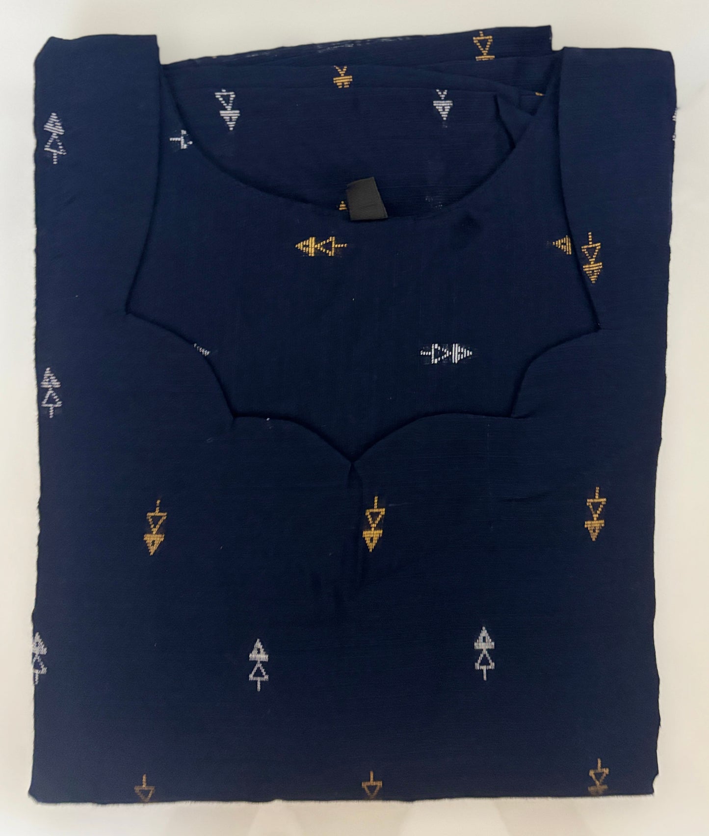 Navy Blue Golden Motif Straight Kurti