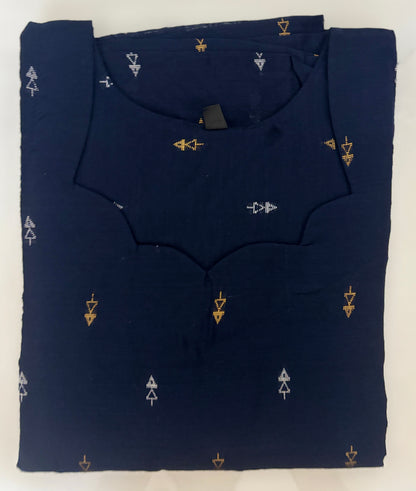 Navy Blue Golden Motif Straight Kurti
