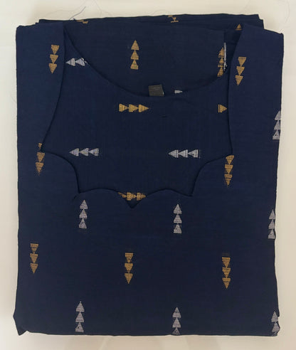 Navy Blue Metallic Buti Straight Kurti