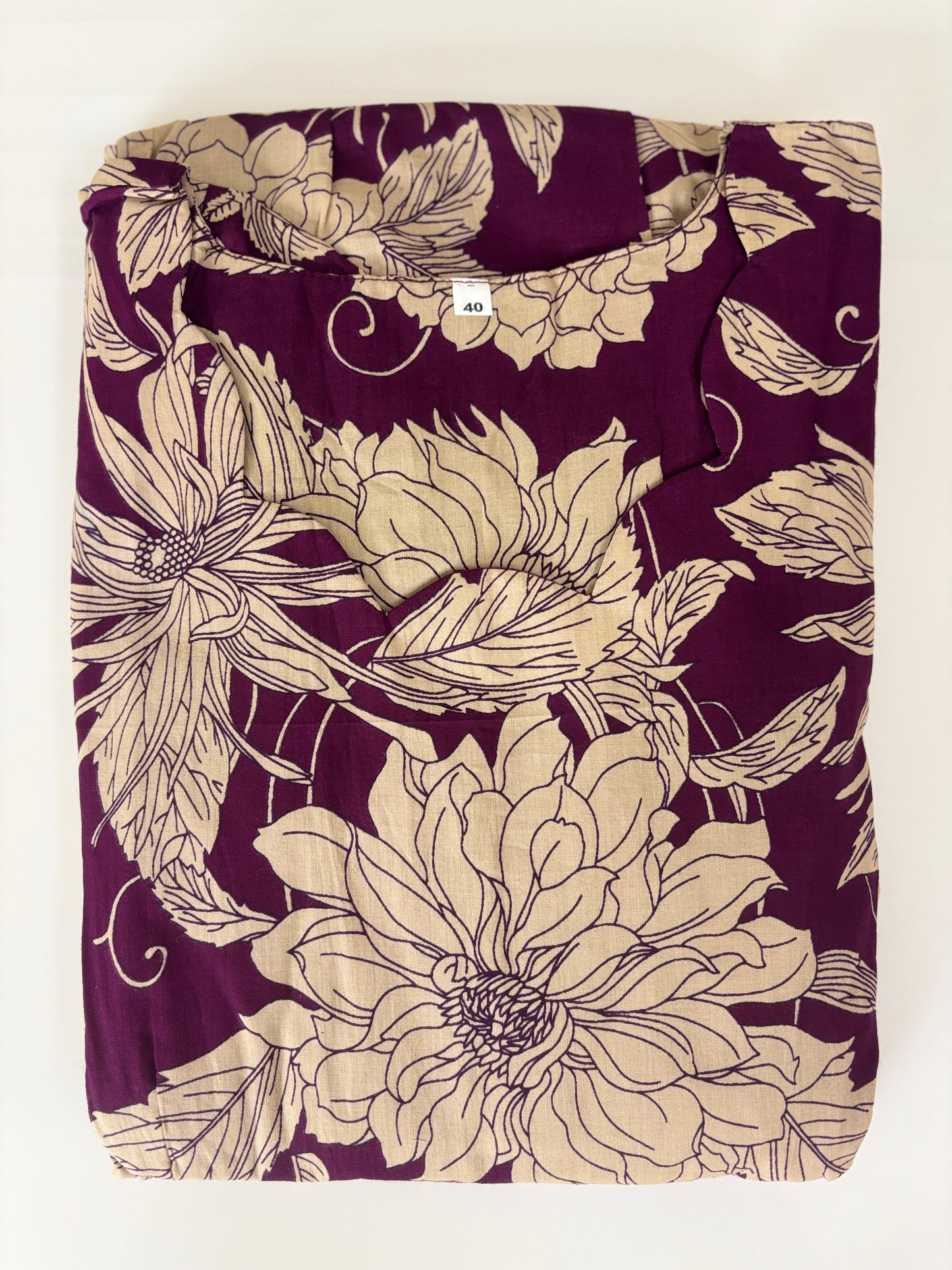 Mul Cotton Plum Purple Vintage Floral Print Non-Feeding Maxi