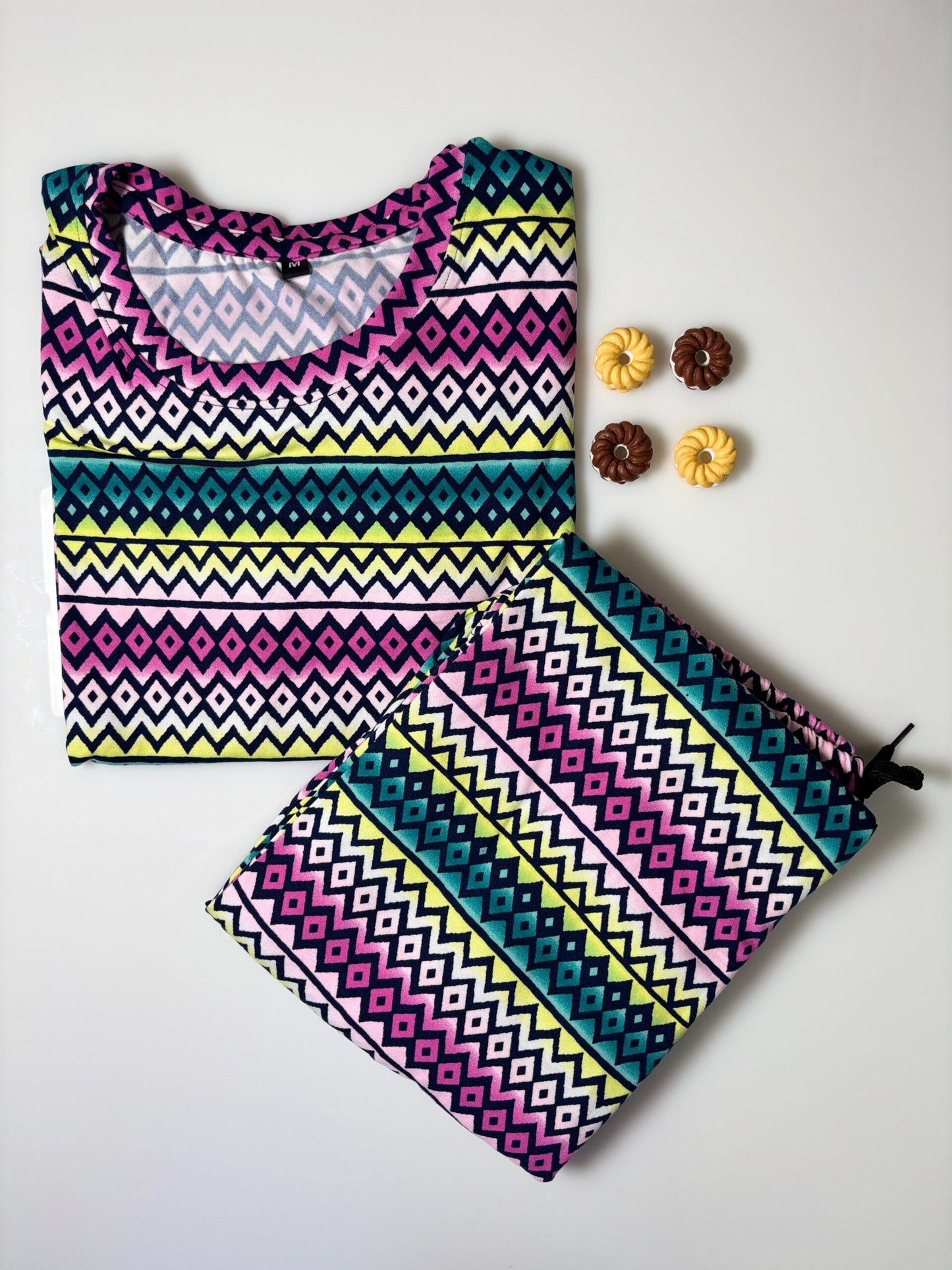 Spun Cotton Fabric Multicolor Geometric Pattern Printed T-shirt and Palazzo Set