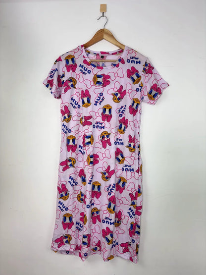 White Ducks Abstract Printed Round Neck Long Tunic