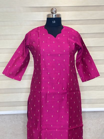 Magenta Pink Mini Buti Straight Kurti