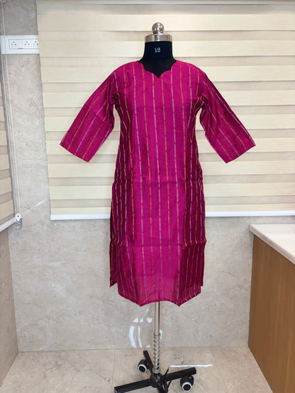 Rani Pink Chain Stripe Straight Kurti