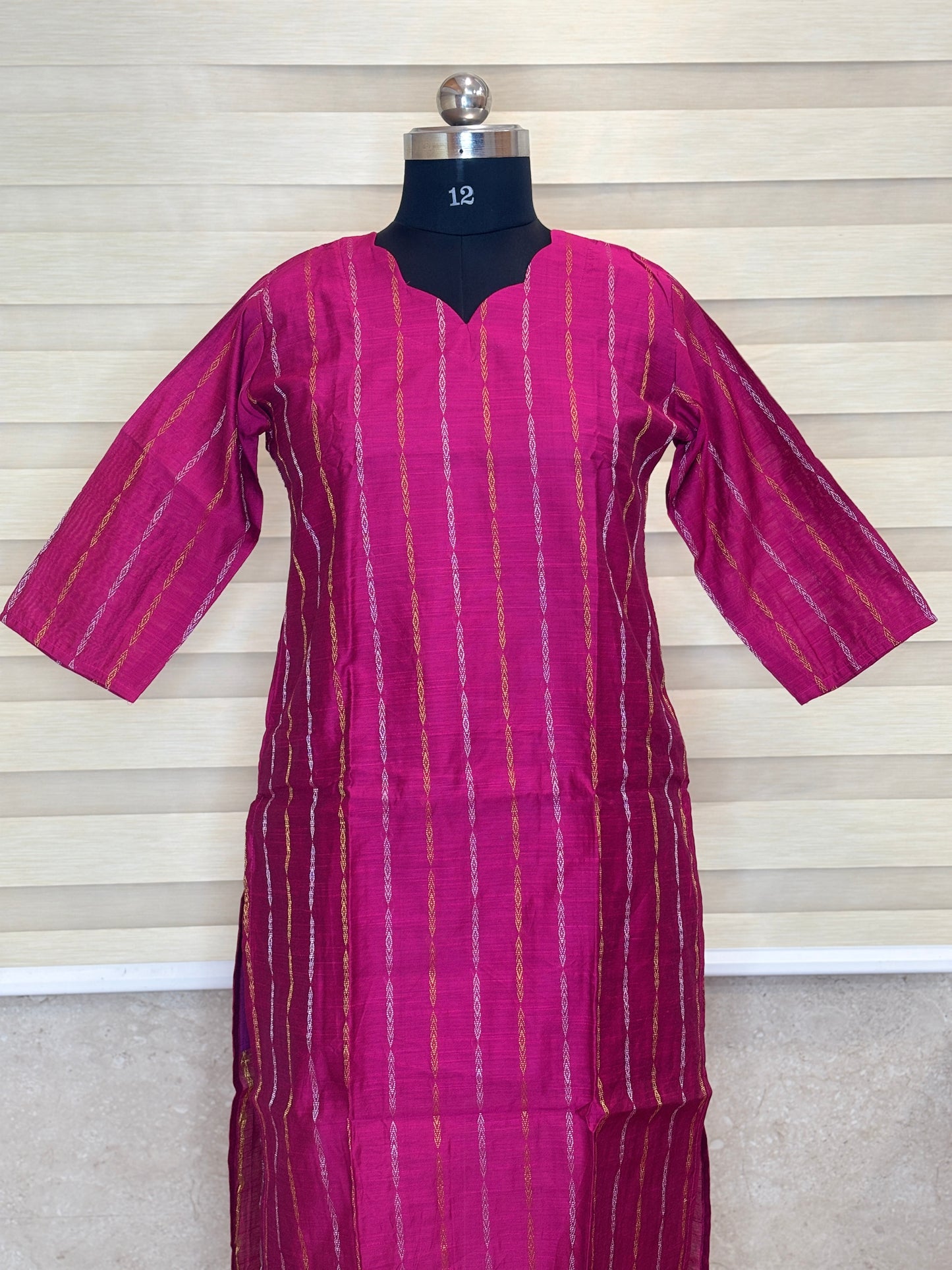 Rani Pink Chain Stripe Straight Kurti