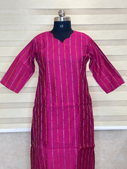 Rani Pink Chain Stripe Straight Kurti