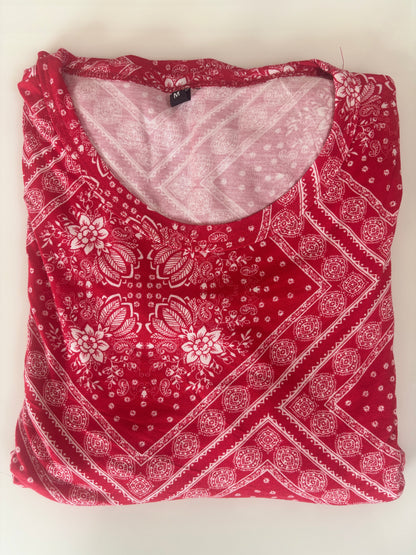 Coral Red Bandhani Floral Print Maternity Maxi