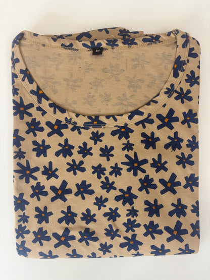 Caramel Beige Indigo Floral Lounge Frock