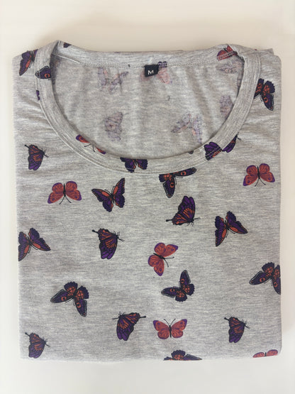 Grey Butterfly Print Lounge Frock
