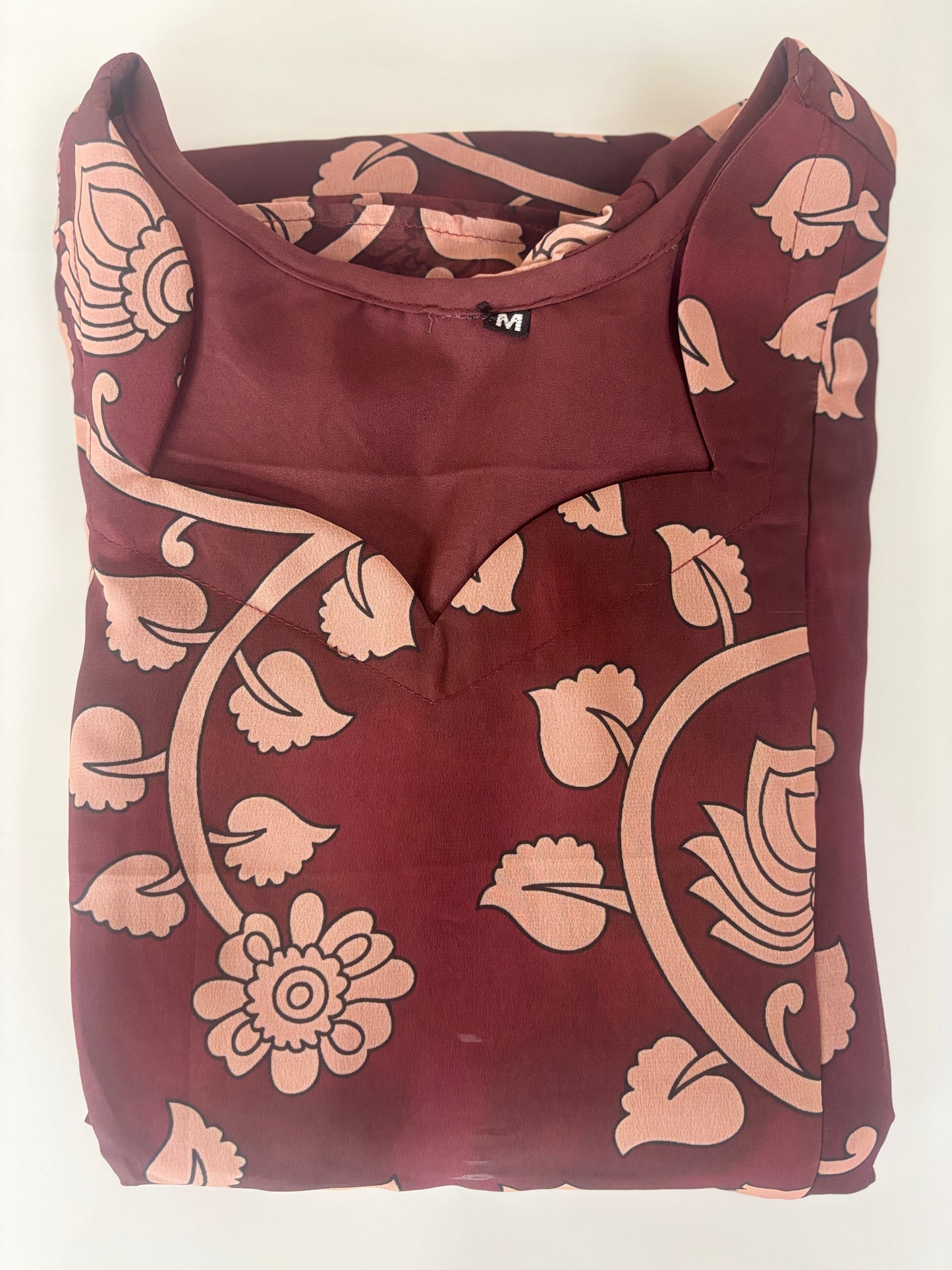 Chocolate Brown Floral & Lotus Vine Feeding Georgette Maxi