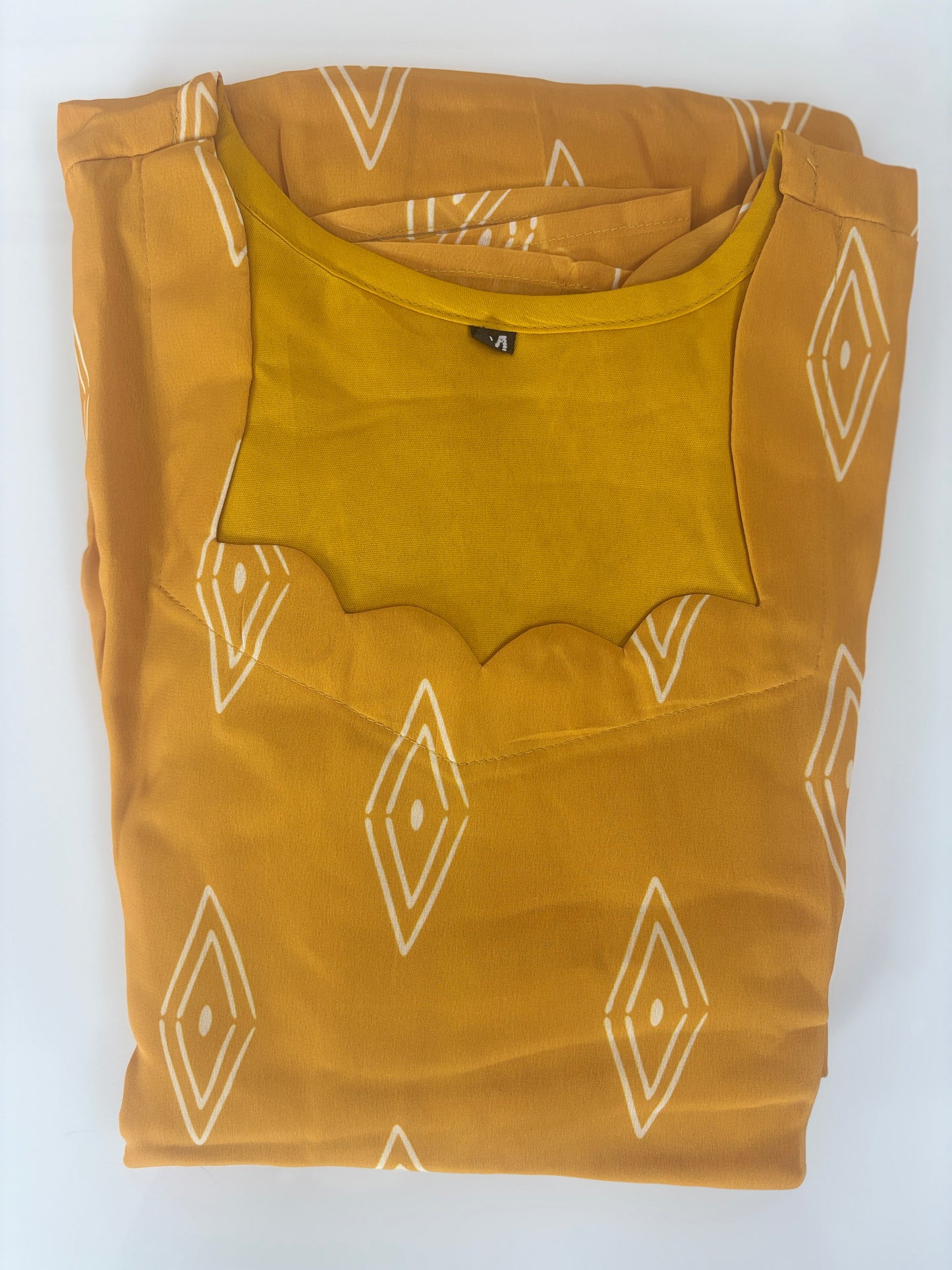 Mustard Yellow Diamond Butti Non-Feeding Georgette Maxi