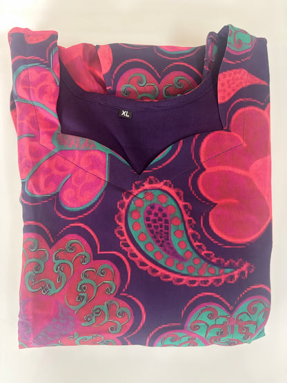 Navy Blue Floral Paisley Non-Feeding Georgette Maxi
