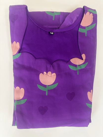 Royal Purple Tulip Floral Non-Feeding Georgette Maxi