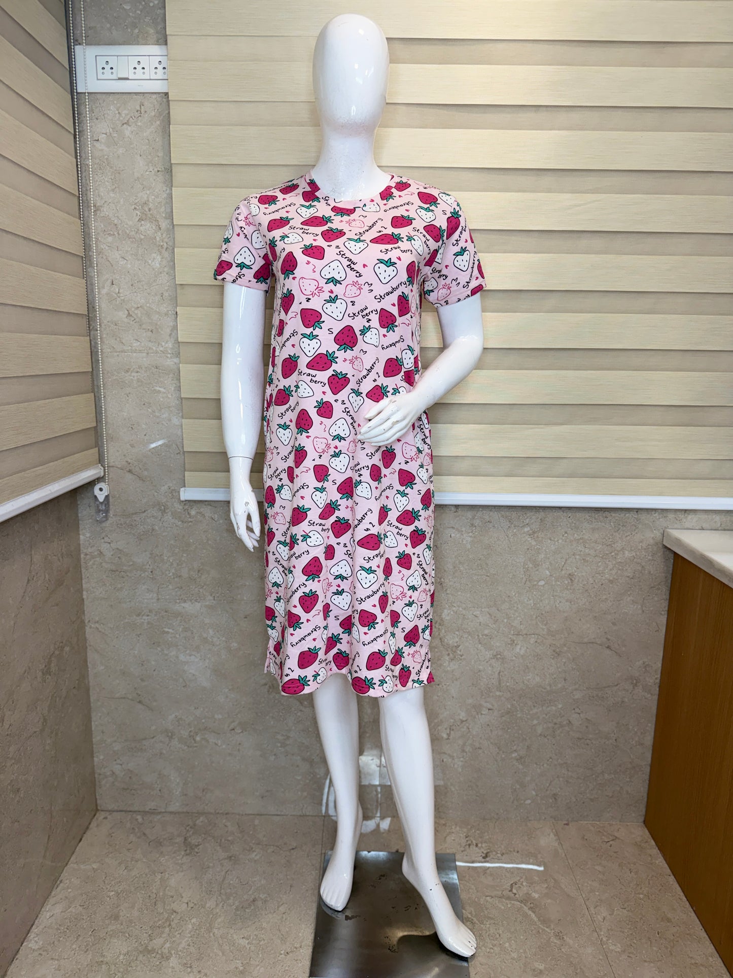 Berry Bliss Strawberry Print Cotton Lounge Tunic