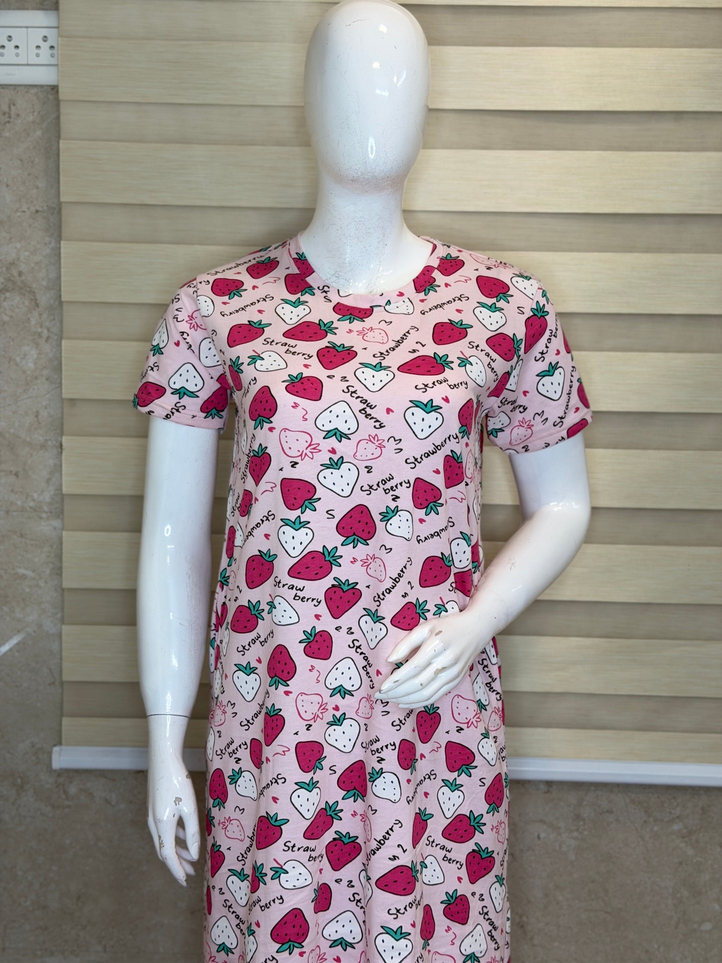Berry Bliss Strawberry Print Cotton Lounge Tunic