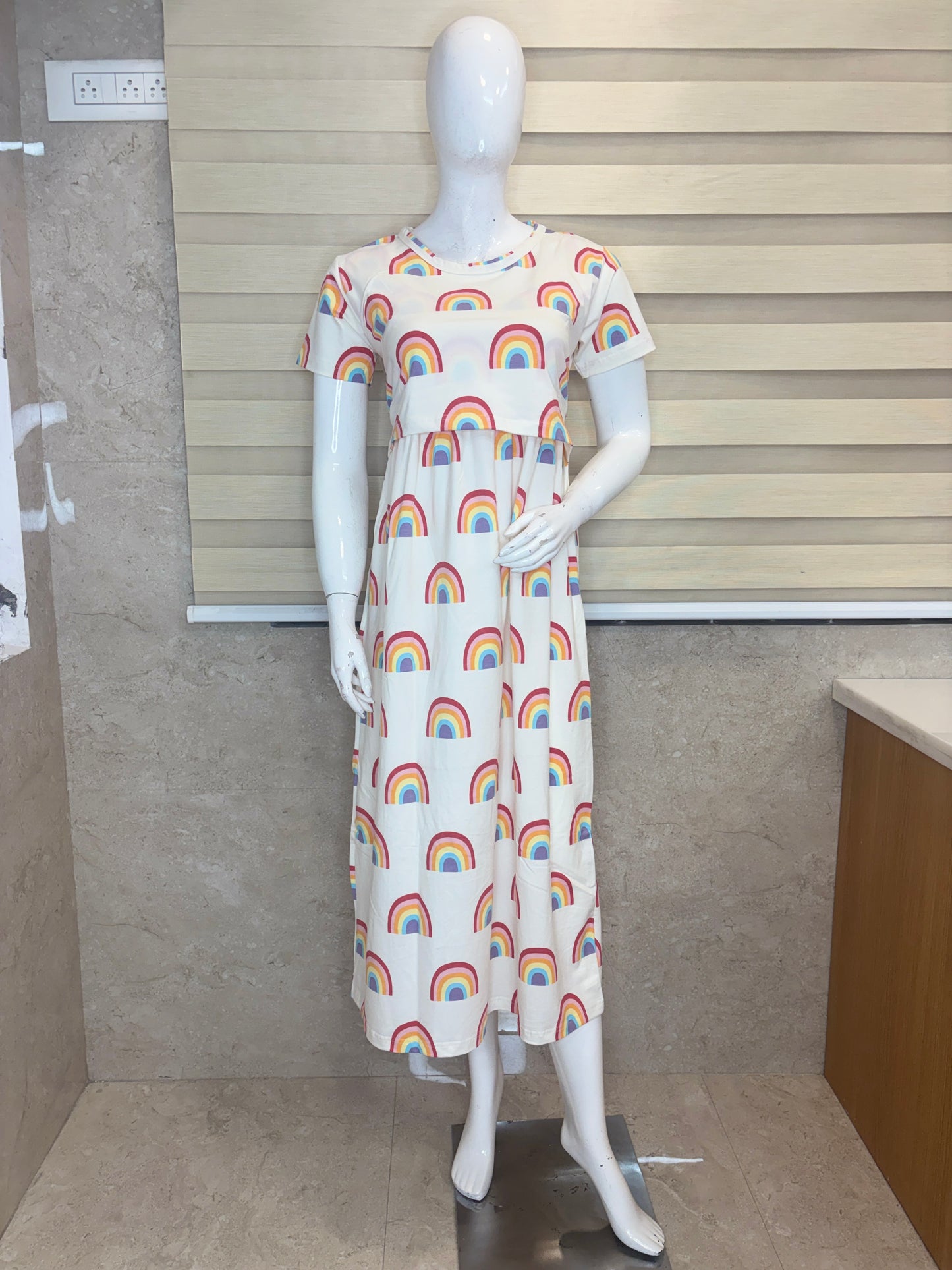 Ivory Rainbow Arch Print Maternity Maxi