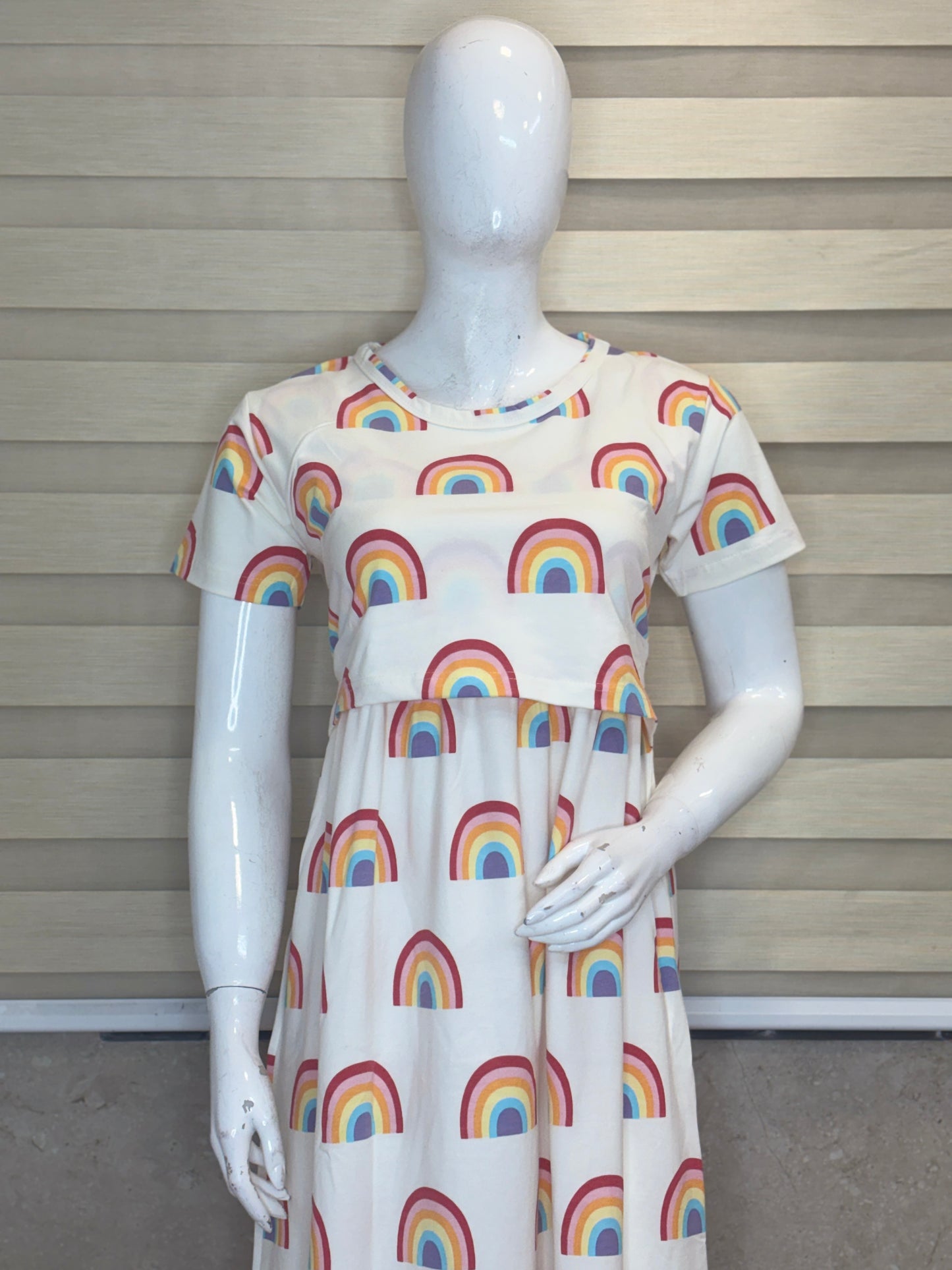 Ivory Rainbow Arch Print Maternity Maxi