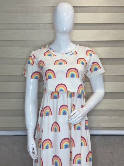 Ivory Rainbow Arch Print Maternity Maxi