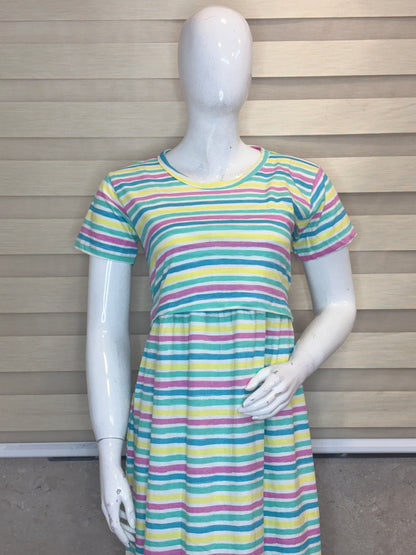 Pastel Multicolor Rainbow Stripe Maternity Maxi