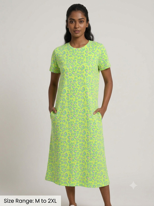 Lime Leopard Cotton Lounge Tunic