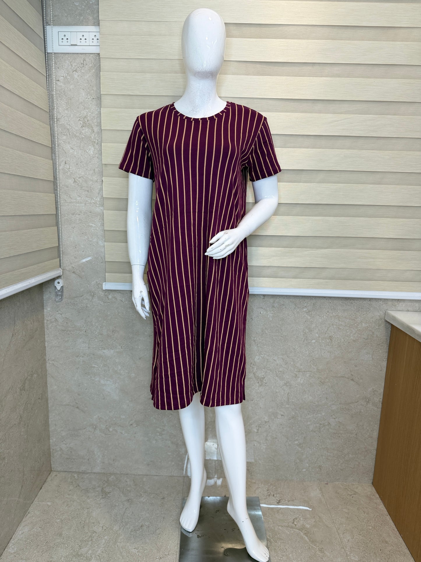 Royal Plum Stripe Cotton Lounge Tunic