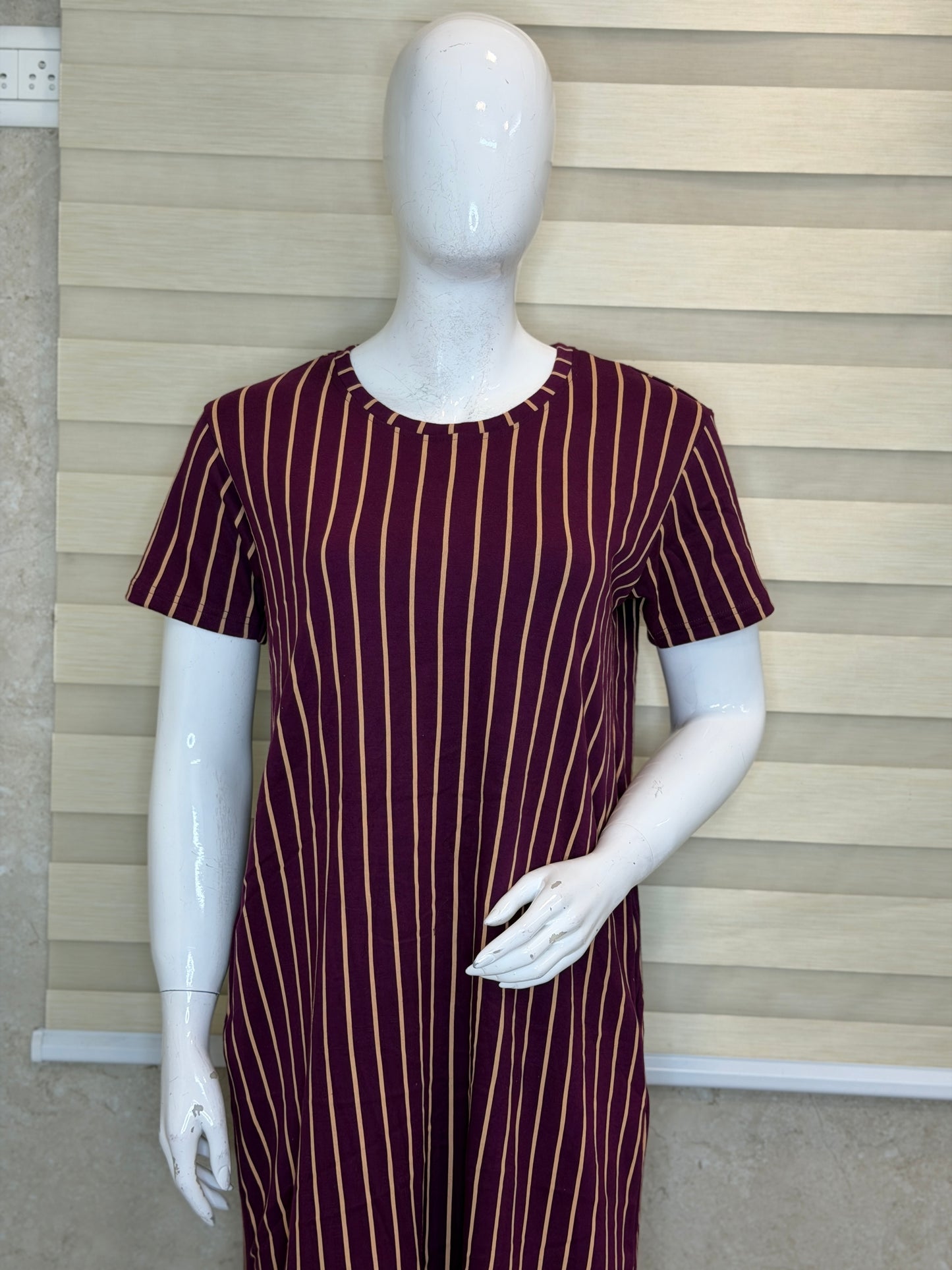 Royal Plum Stripe Cotton Lounge Tunic