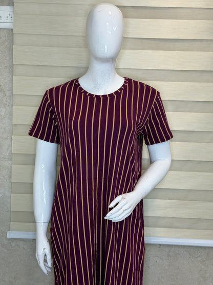 Royal Plum Stripe Cotton Lounge Tunic