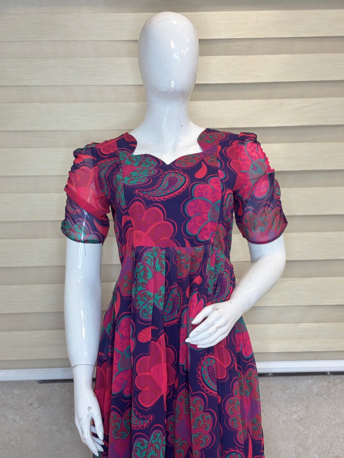 Navy Blue Floral Paisley Feeding Georgette Maxi