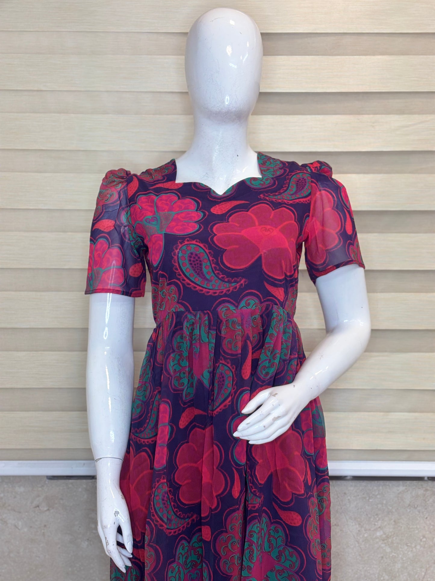 Navy Blue Floral Paisley Non-Feeding Georgette Maxi