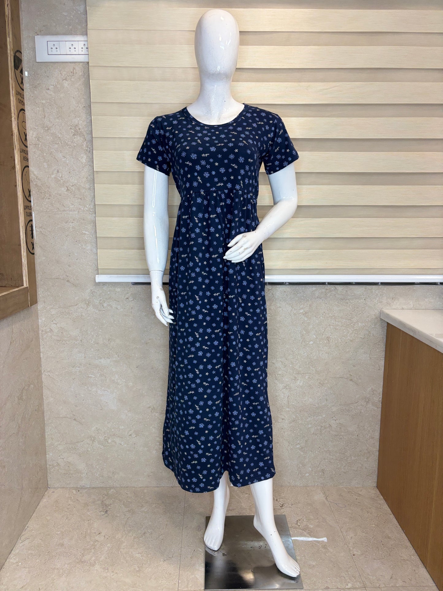Navy Blue Mini Floral Lounge Frock