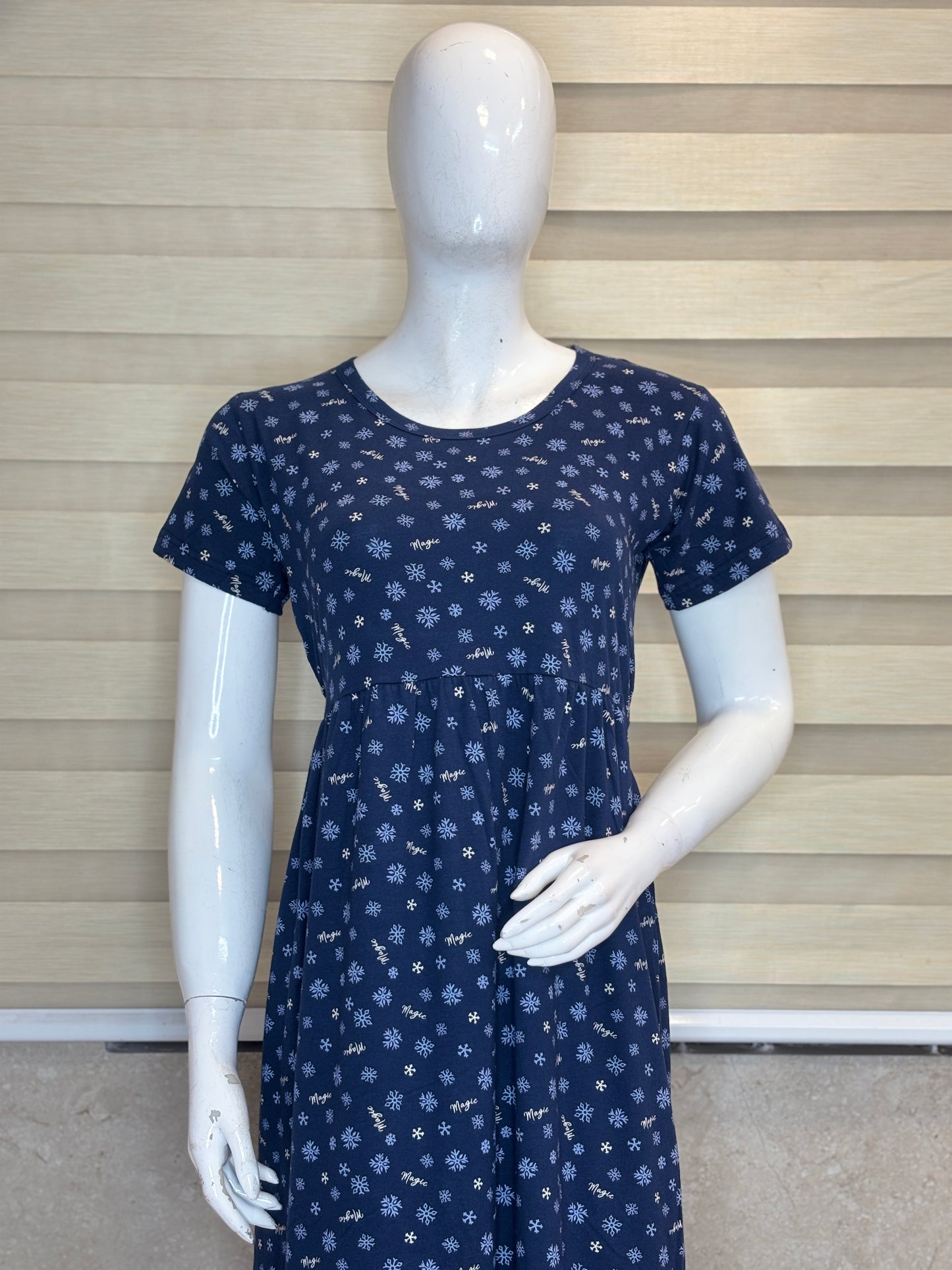 Navy Blue Mini Floral Lounge Frock
