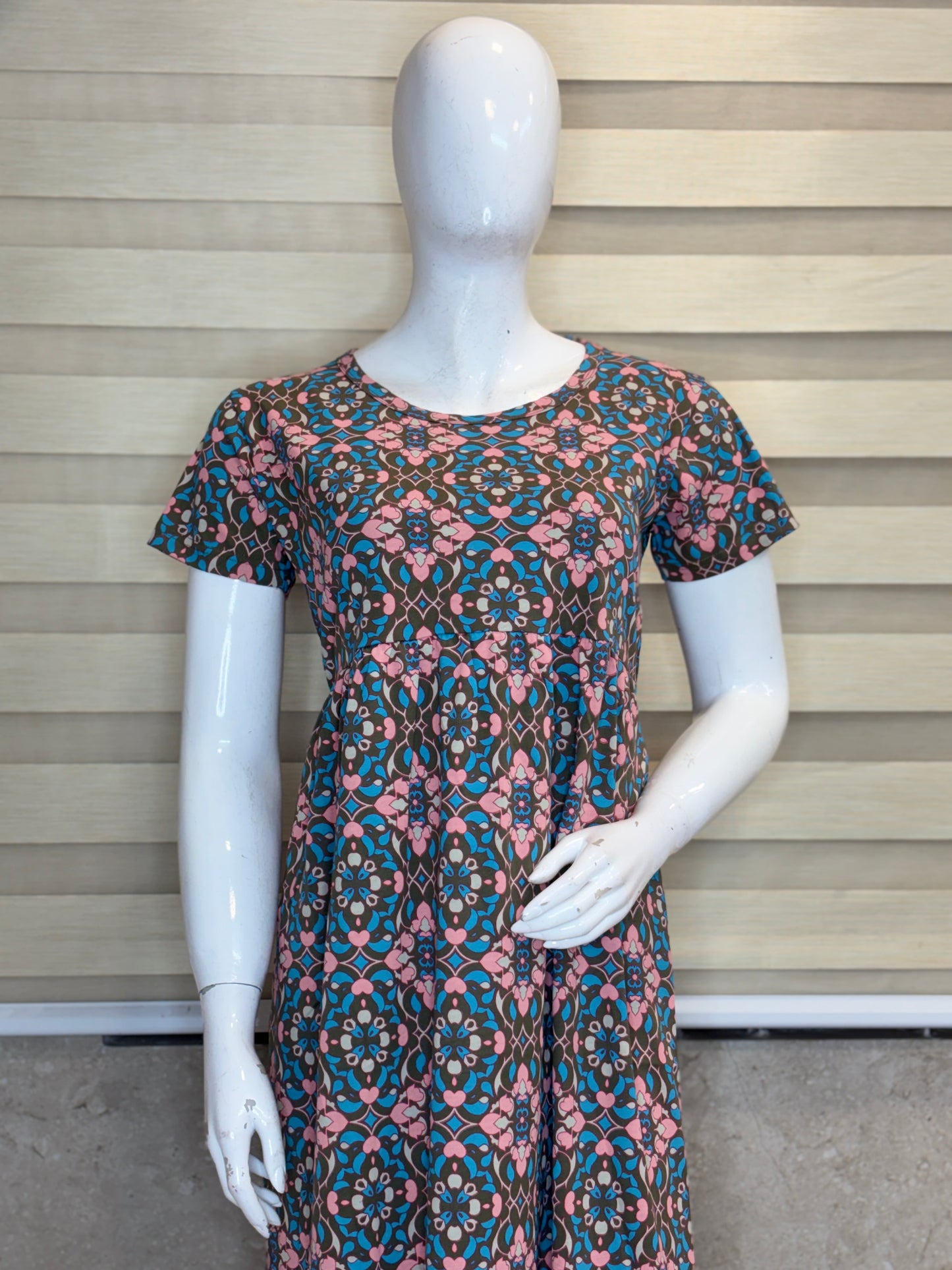 Teal Pink Floral Lounge Frock