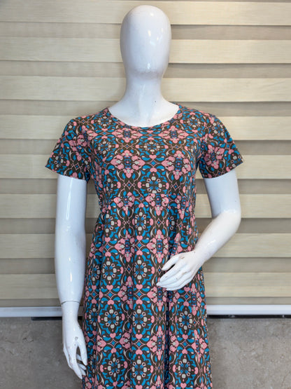 Teal Pink Floral Lounge Frock