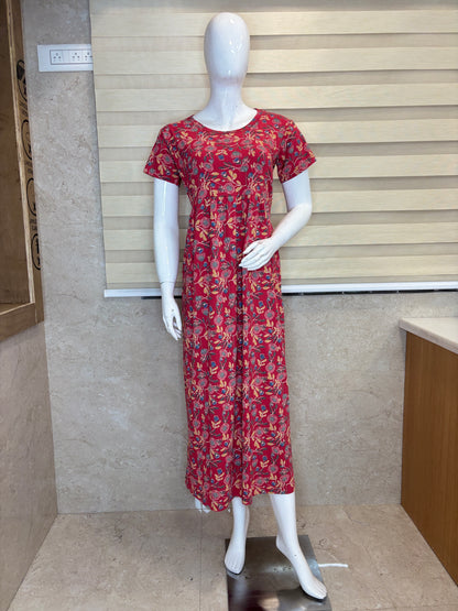 Rust Red Floral Vine Lounge Frock