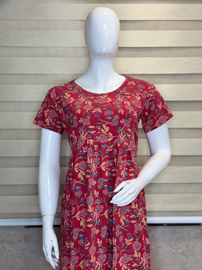 Rust Red Floral Vine Lounge Frock