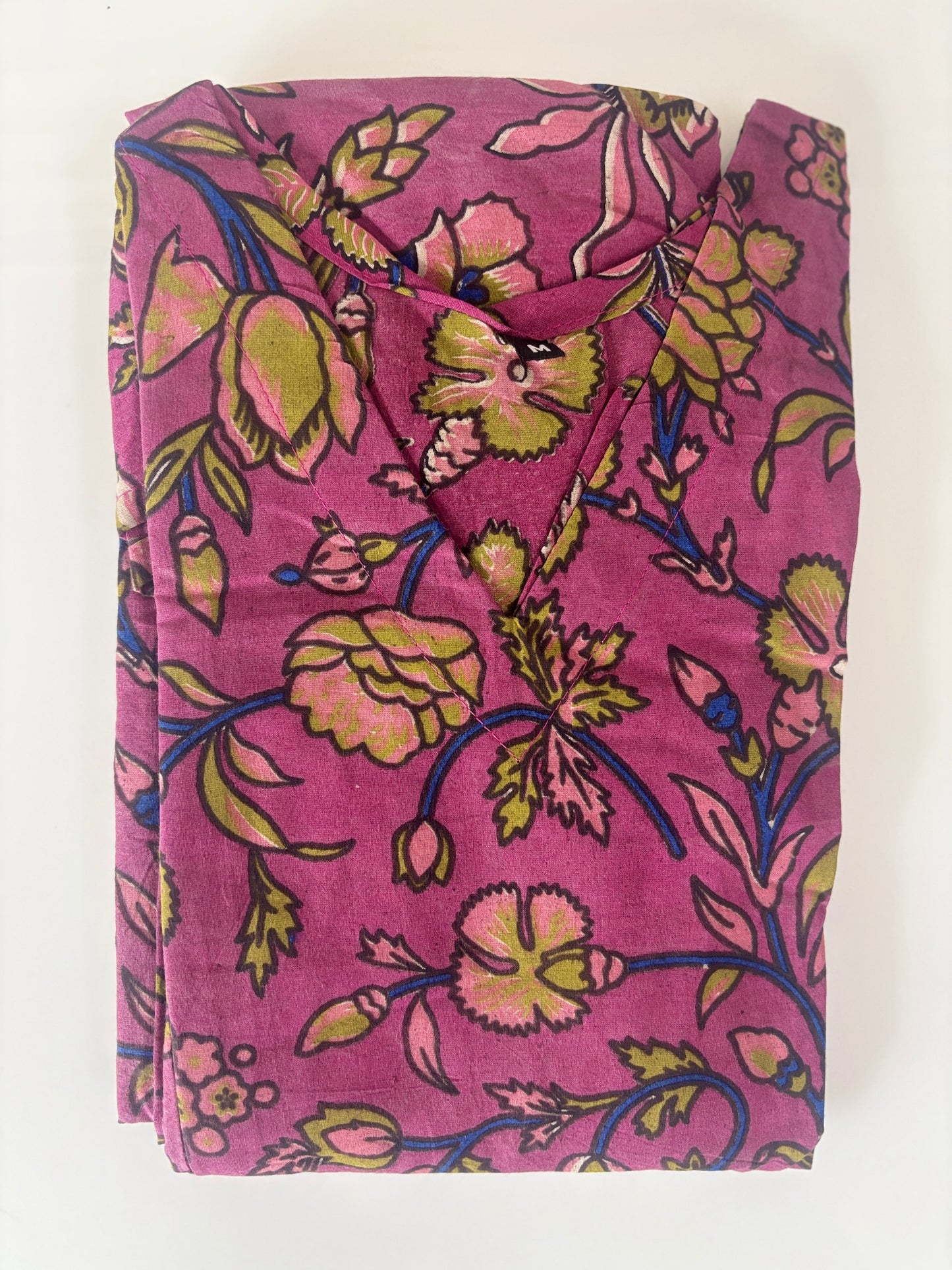 Berry Pink Floral Vine Kalamkari Feeding Maxi