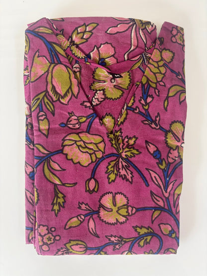 Berry Pink Floral Vine Kalamkari Feeding Maxi