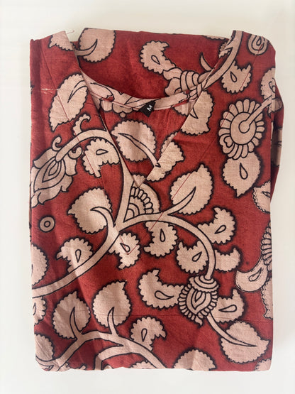 Terracotta Paisley Kalamkari Printed Feeding Maxi
