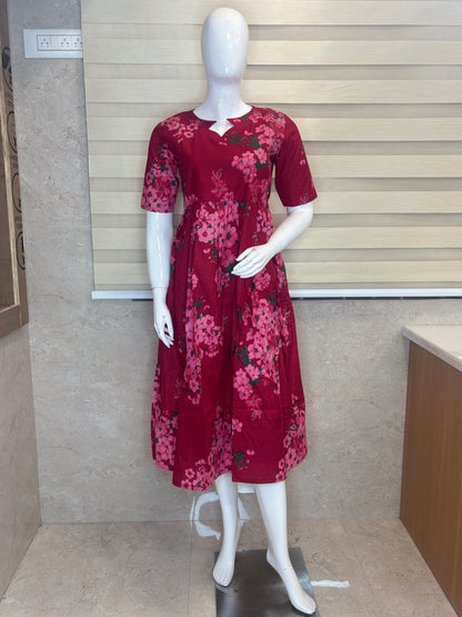 Berry Floral Bouquet Print Feeding Maxi
