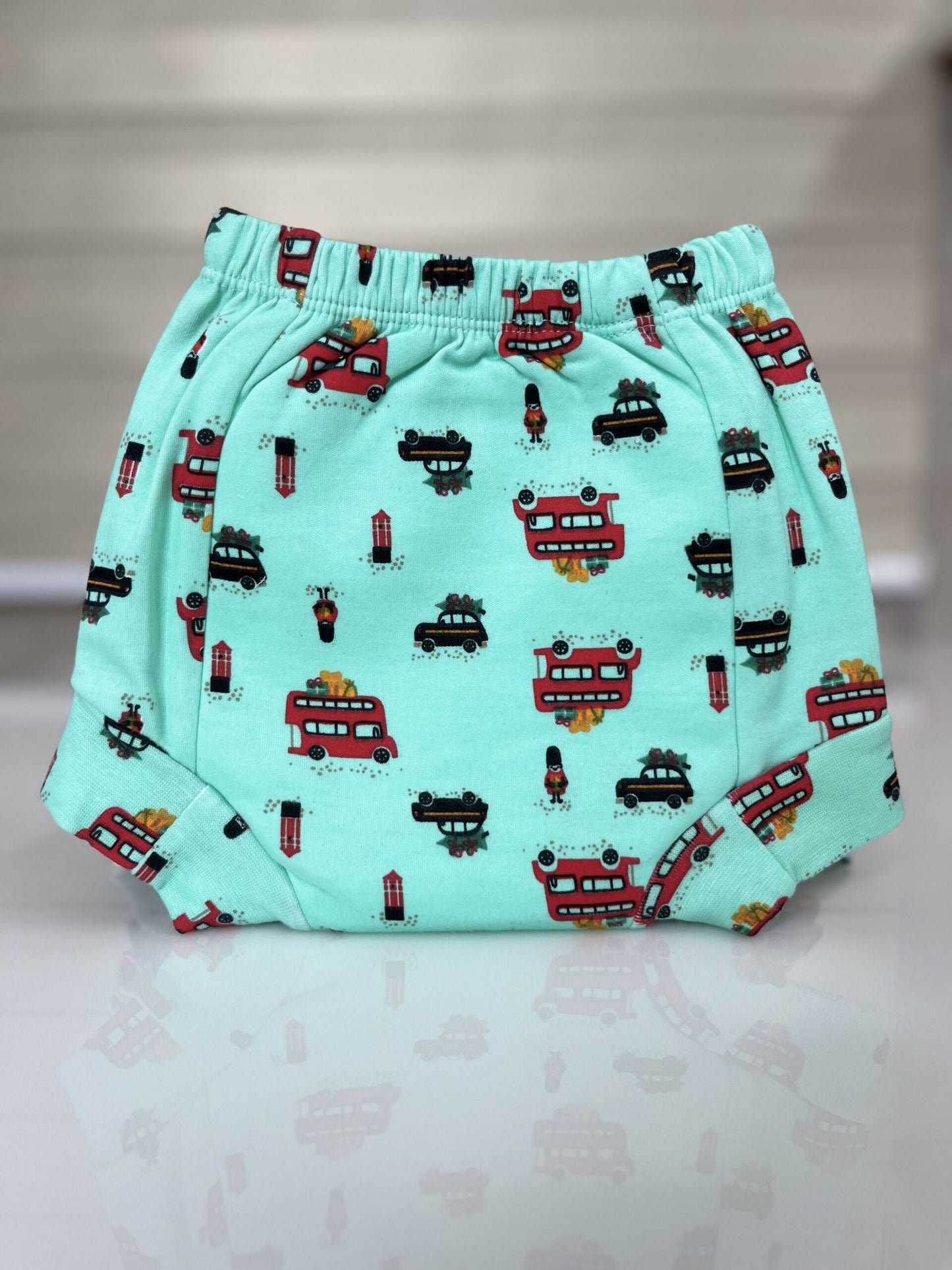Green with Vehicle's Printed Kids Padded Underwear