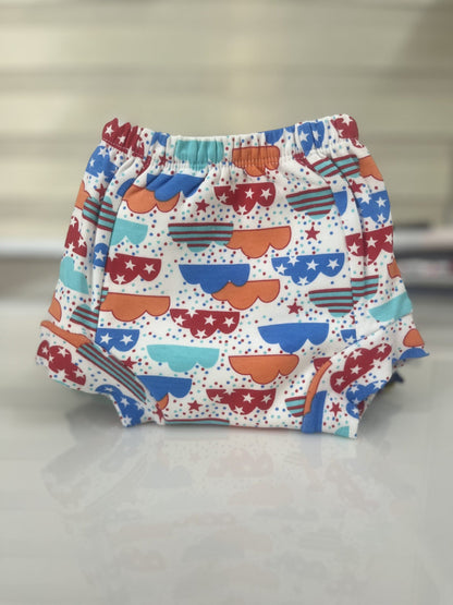 White with Multicolor Clouds Printed Kids Padded Underwear