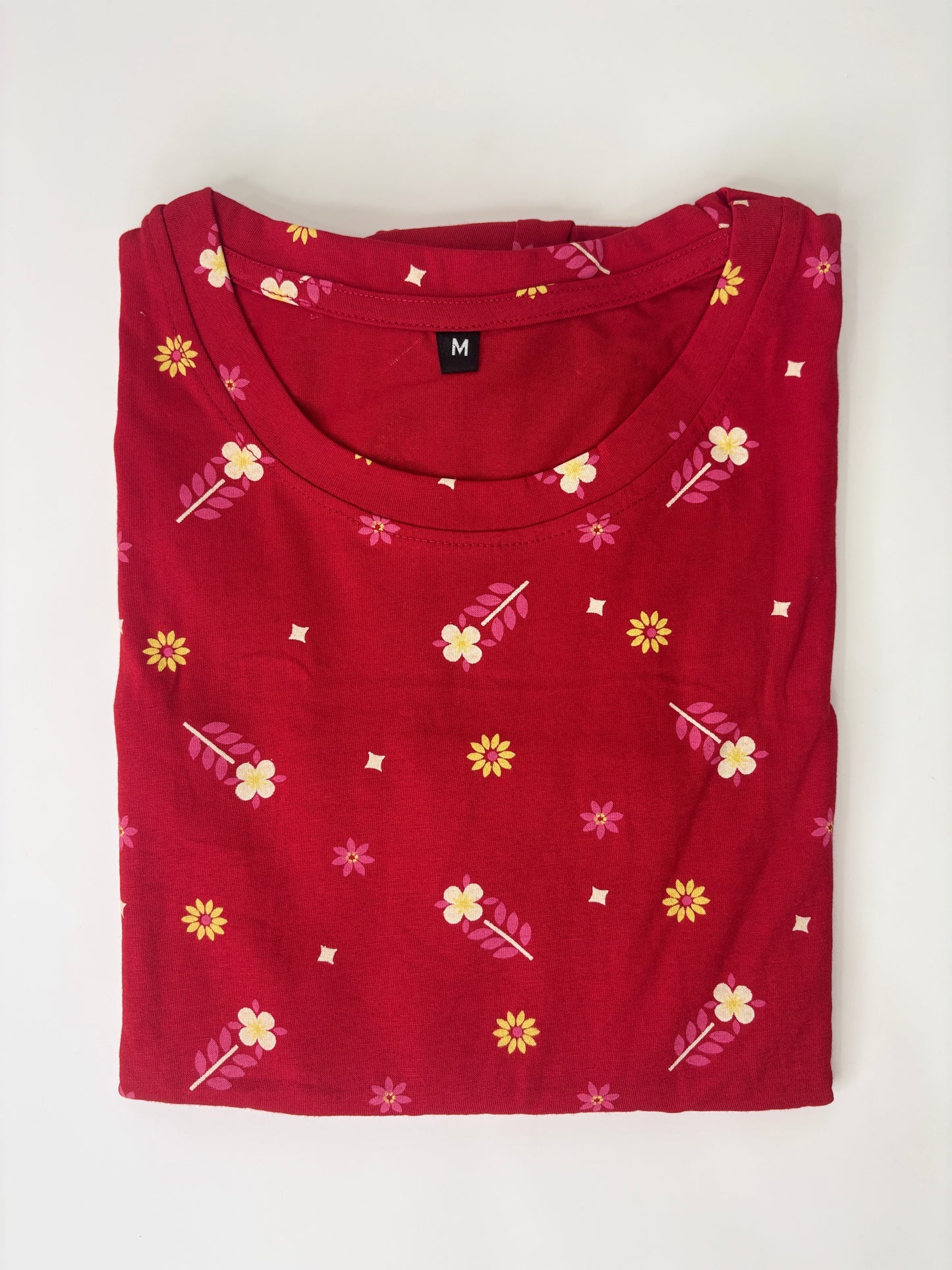 Red Cherry Floral Printed Lounge Tunic