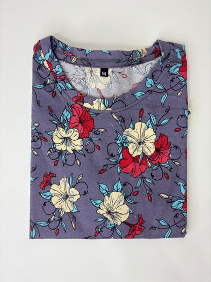 Purple Floral Printed Lounge Tunics