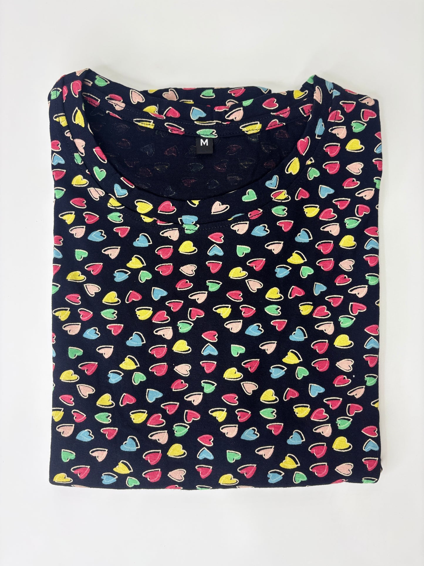 Midnight Black Multicolor Heart Sprinkle Print Lounge Tunic