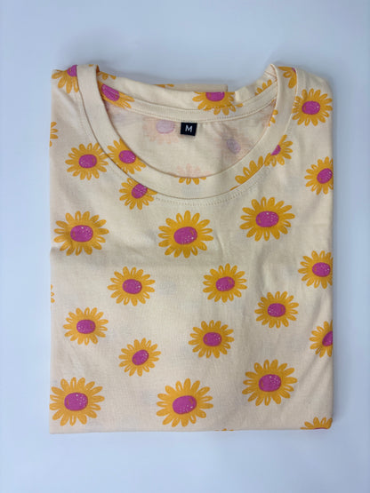 Yellow Sunflower Print Lounge Tunics