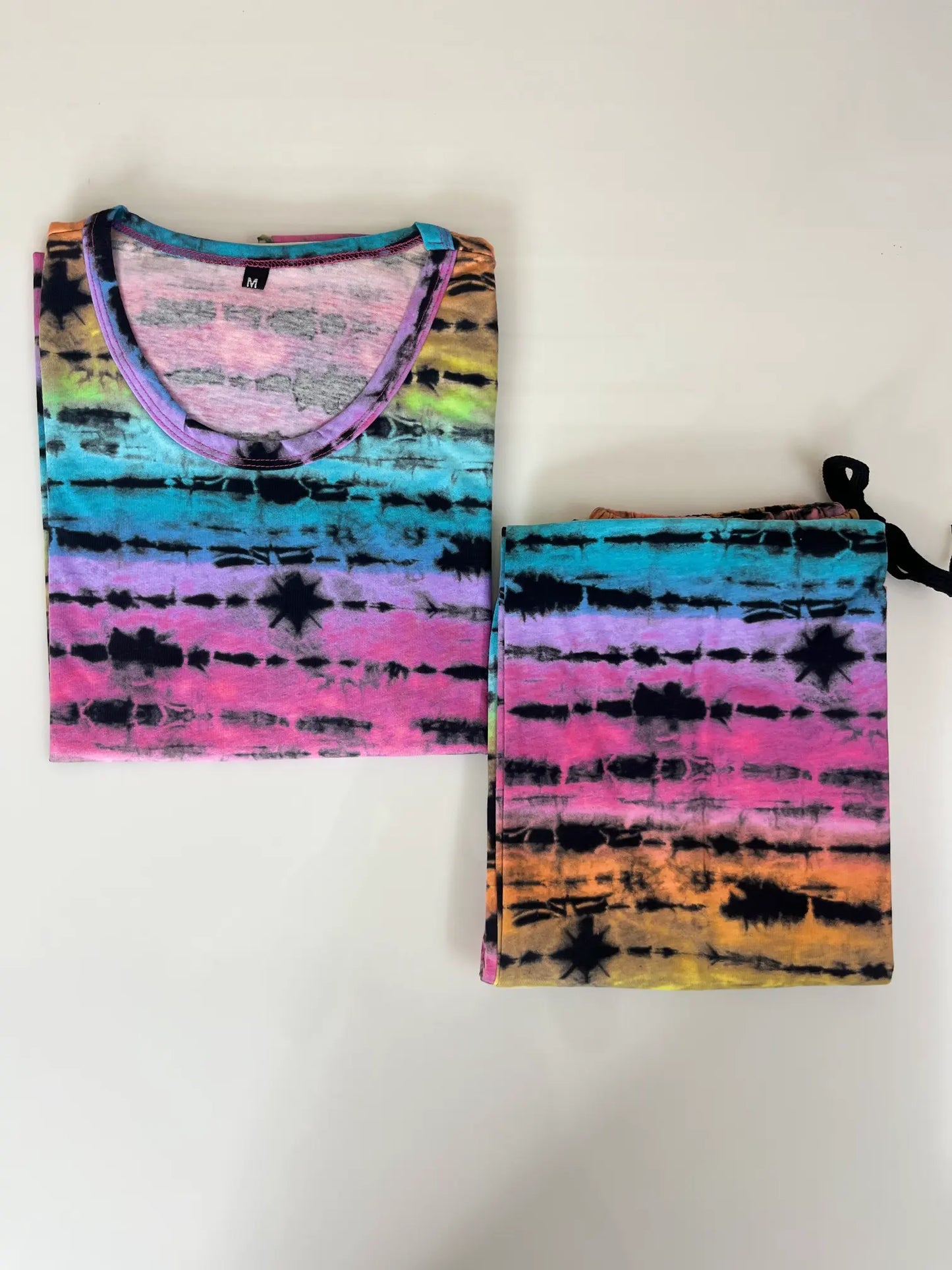 Rainbow Colors Tie-Dye Printed T-shirt with Combo Pant Set