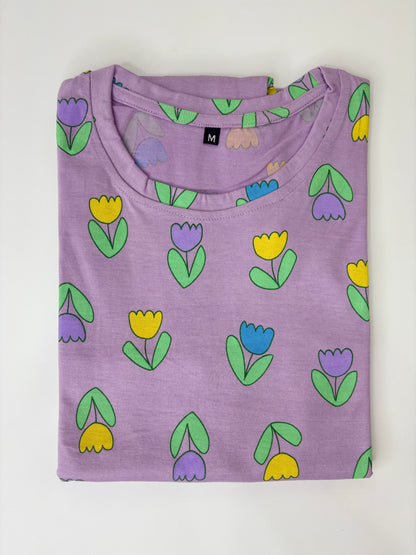 Lavender Tulip Print Lounge Tunics