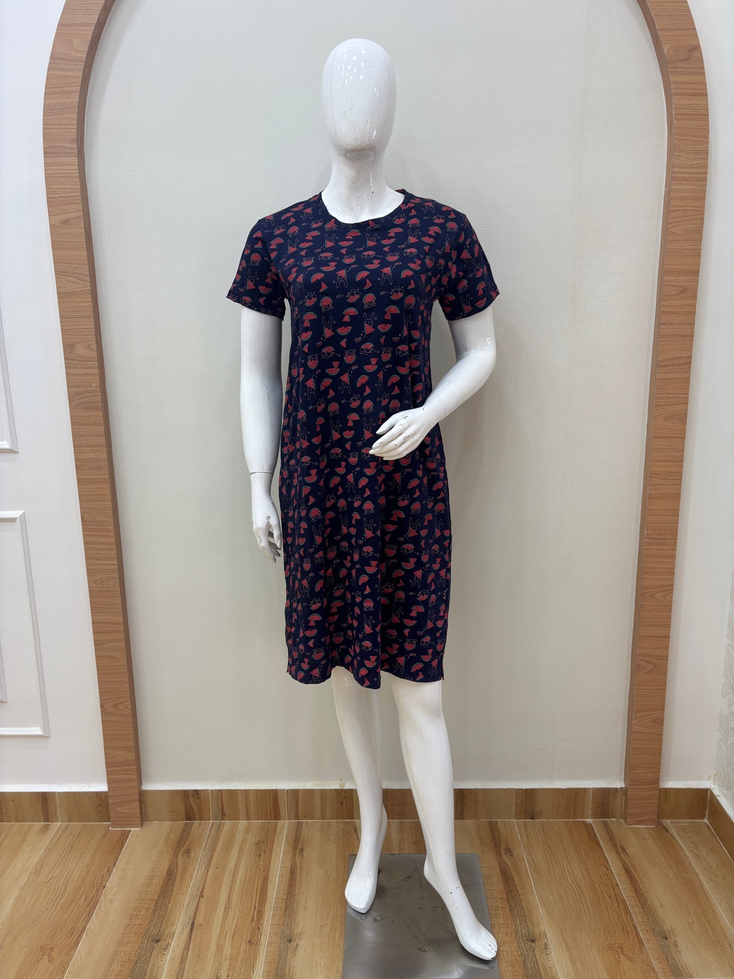 Navy Red Abstract Print Lounge Tunics