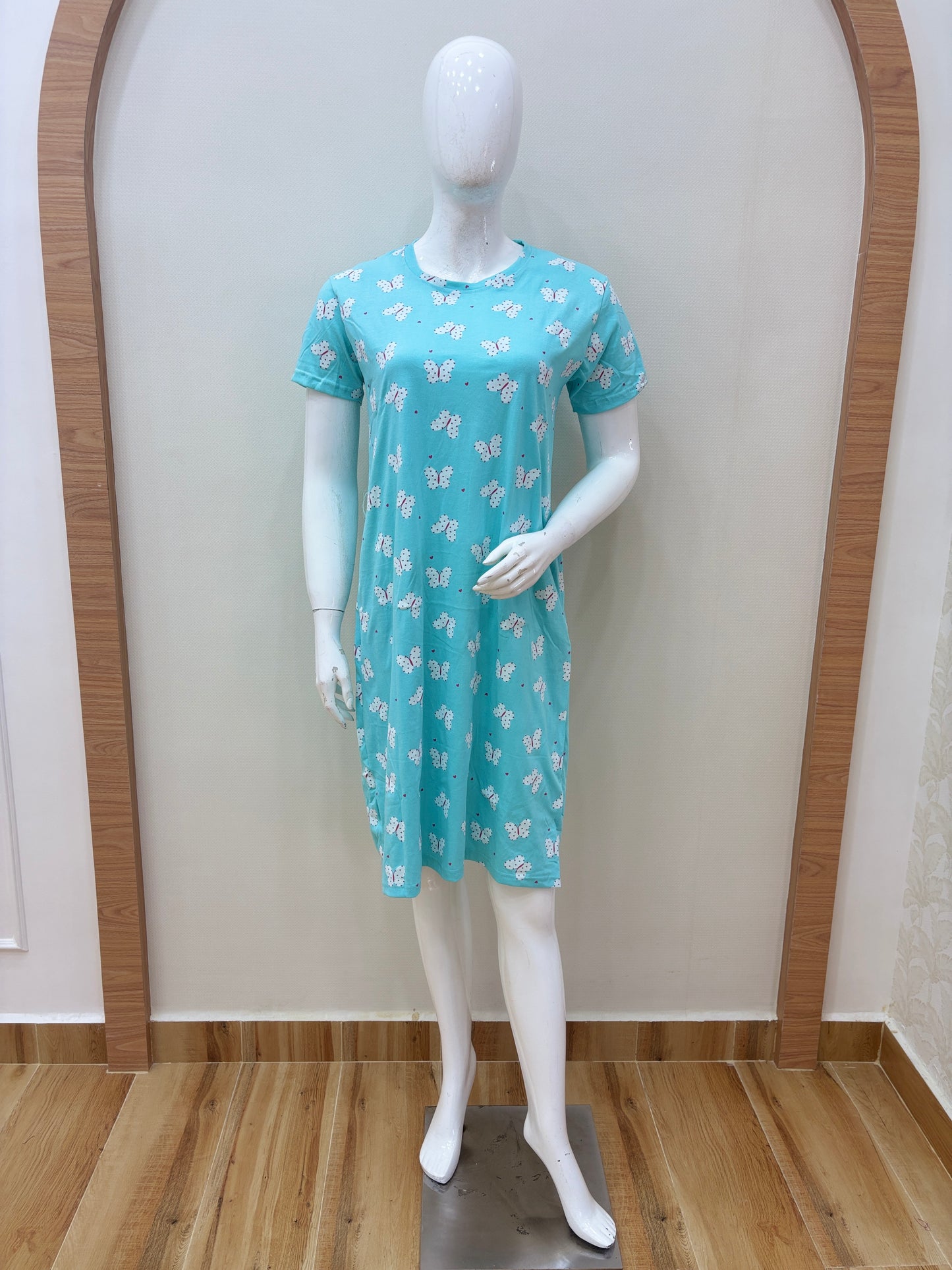 Aqua Blue Butterfly Printed Lounge Tunics