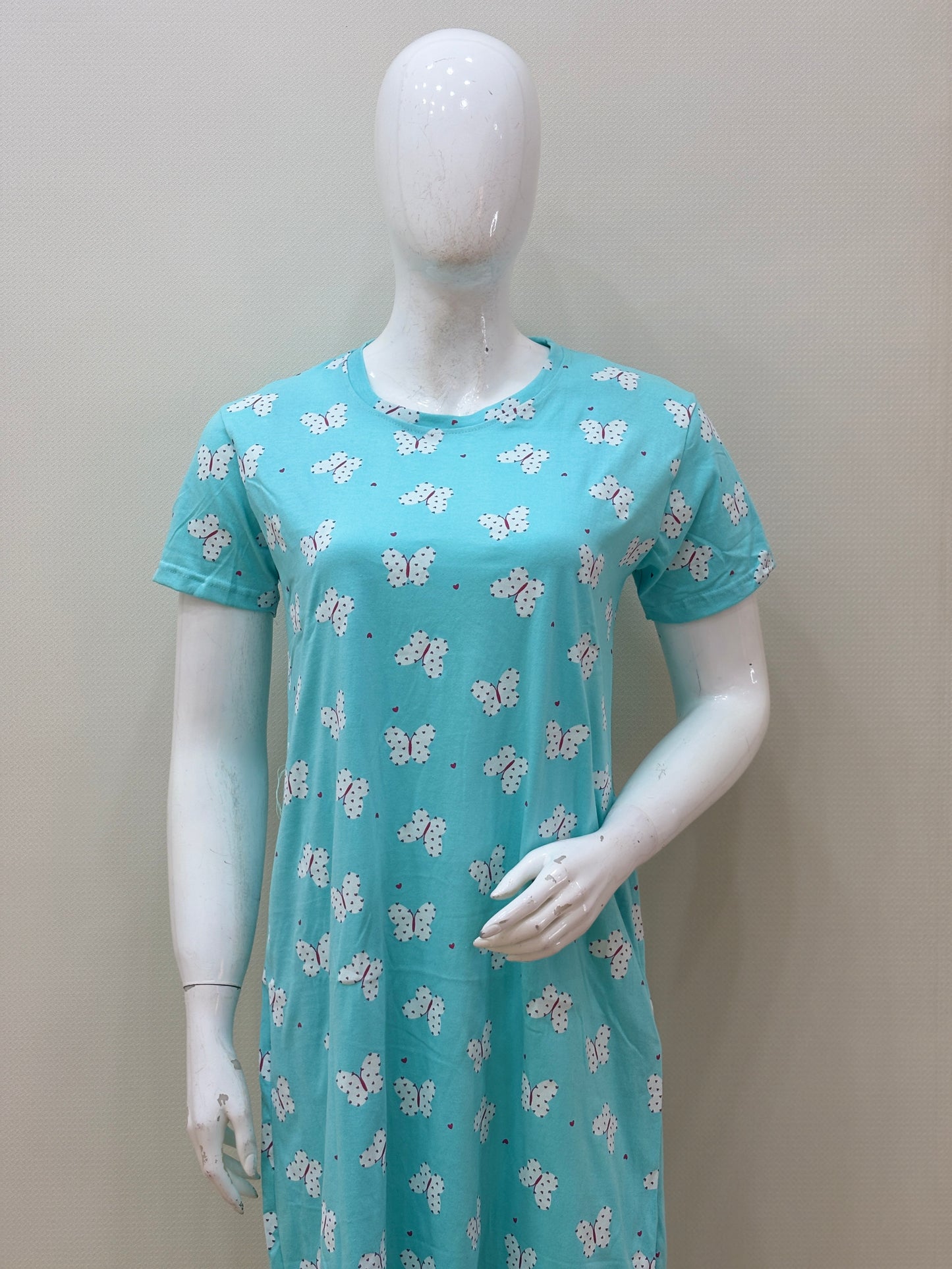 Aqua Blue Butterfly Printed Lounge Tunics